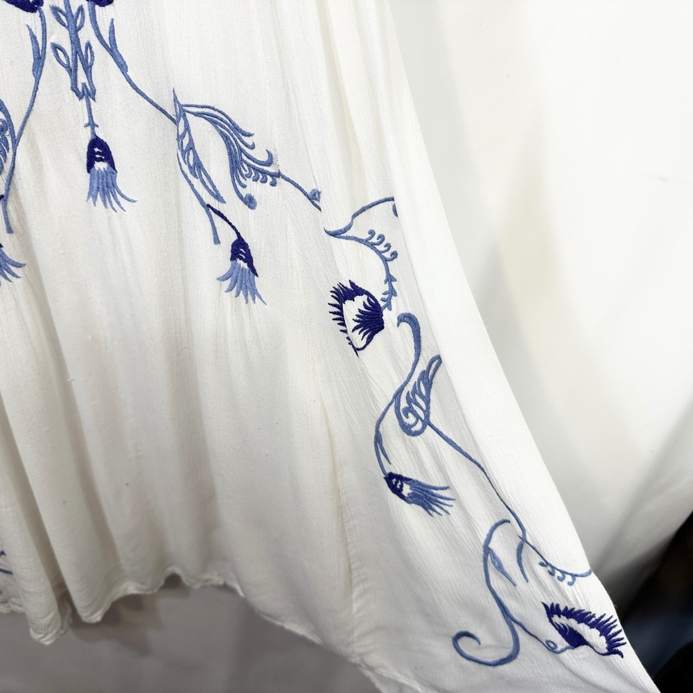 Free People Medium Slip Dress Adelaide Festival White Blue Floral Boho Mini 195 - Picture 10 of 16